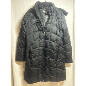 Eddie Bauer Women's Medium Black Down Puffer Long Coat EB550